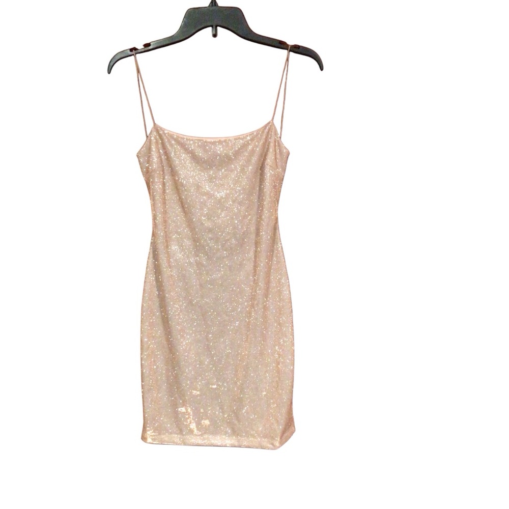 Glare pink with gold sparkles body con dress size medium